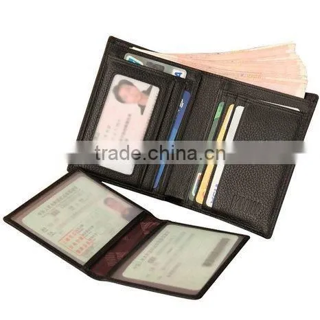 High Quality Factory Men's Genuine Leather Driver's License Wallet