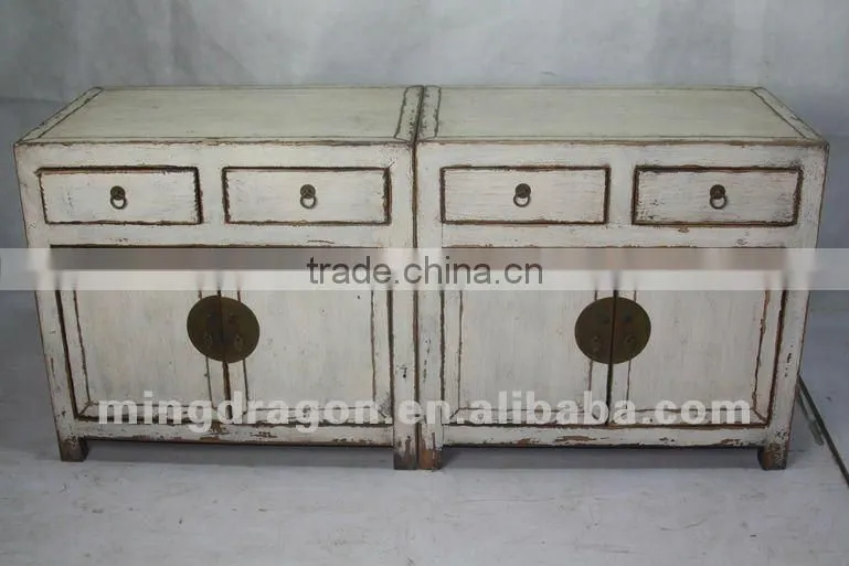 chinese antique furniture pine wood Shanxi white two drawer two door cabinet