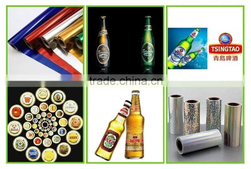 Golden, silver, holographic metallized paper for beer label