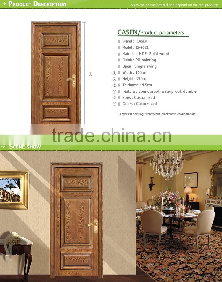 China factory direct sale HDF wood mutil panels swing entry door