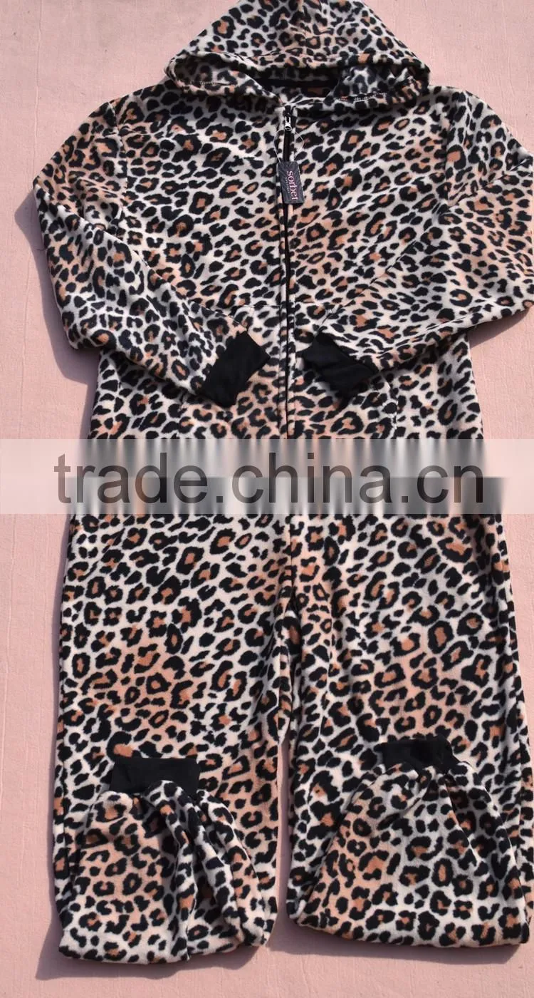 Leopard print polar fleece onesie,Adult hoodies onesie/pajama,sleepwear,jumpsuit,rompers