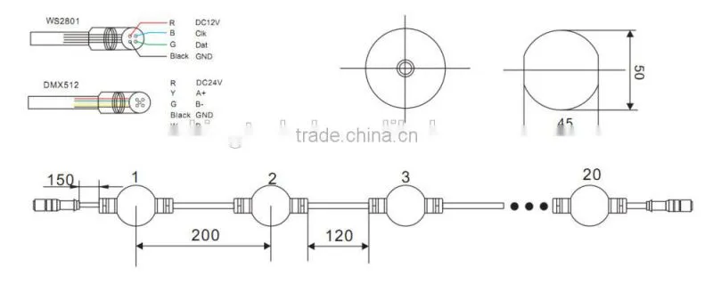 3D waterproof ws2811 led ball