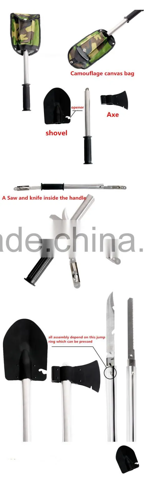 mini portable outdoor camping multi functional spade