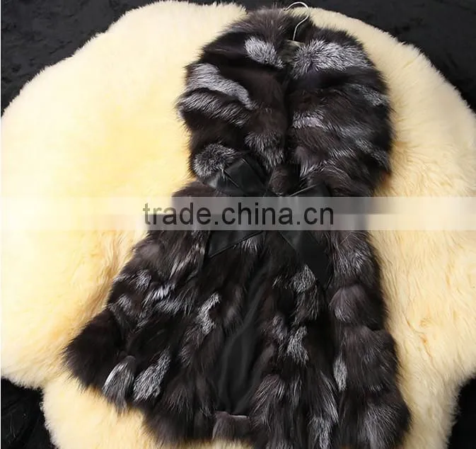 2016 high -end Genuine silver fox Fur Vest