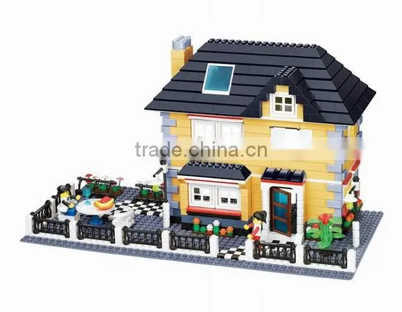 Factory price DIY Villa Enlighten Brick Toys Model house For Kids