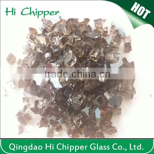 Clear colored cashew shape glass gem stone for fire pit decoration