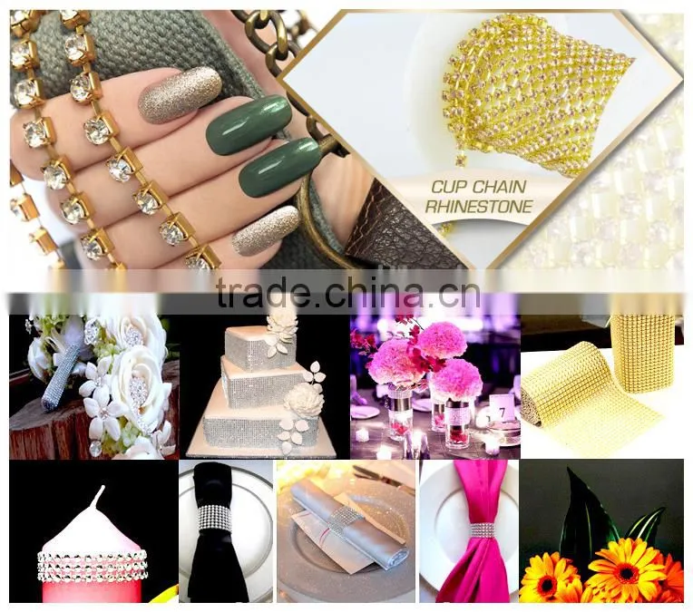 Wholesale 24 row plastic rhinestone mesh trimming for decoration