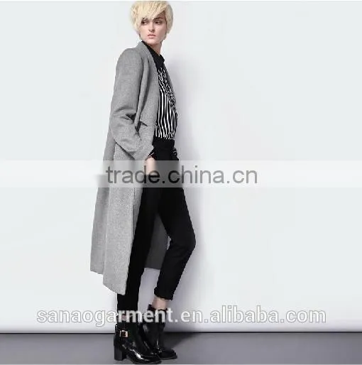 2015 European minimalis mwomen's long wool coat