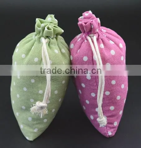 Promotion hemp dots printed jute drawstring bag with low price