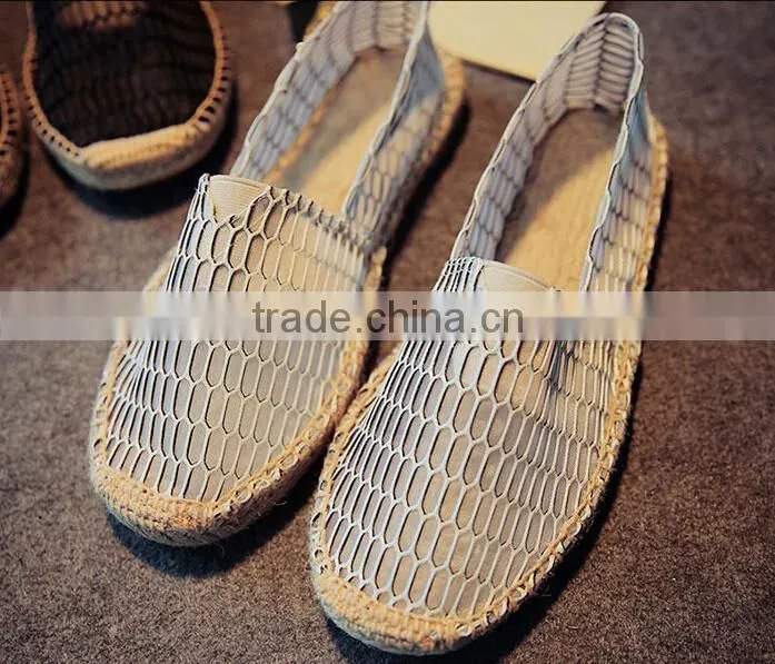 Men Canvas mesh Slip-On Espadrille Casual Shoes With Jute Sole