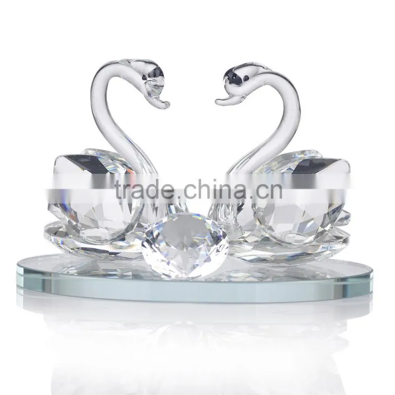 Wholesale K9 glass handmade wedding decoration crystal swan figurine