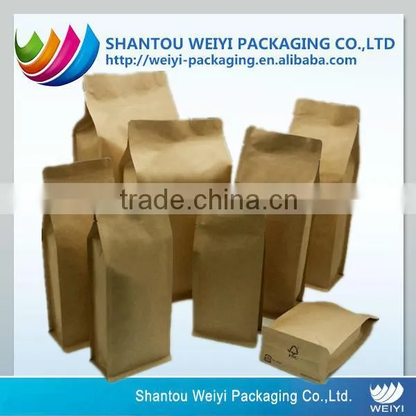 custom security paper flat bottom food packaging bag for tea
