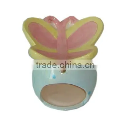 Manufacture handcrafted butterfly Pot Blue Ceramic oil burner