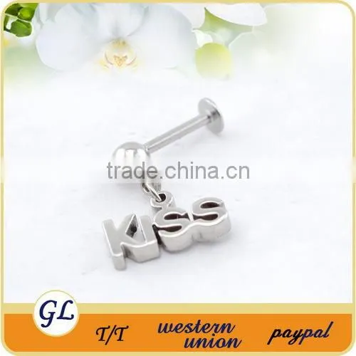 fashion stainless steel with crystal skull lip piercing
