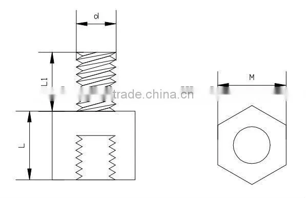 Nylon female and male threaded hex spacer