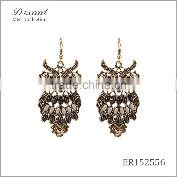 2016 Fashion Designs Women's Vintage Jewellery Earrings Bohemian Style Owl Gold/Silver Plating Drop Earrings