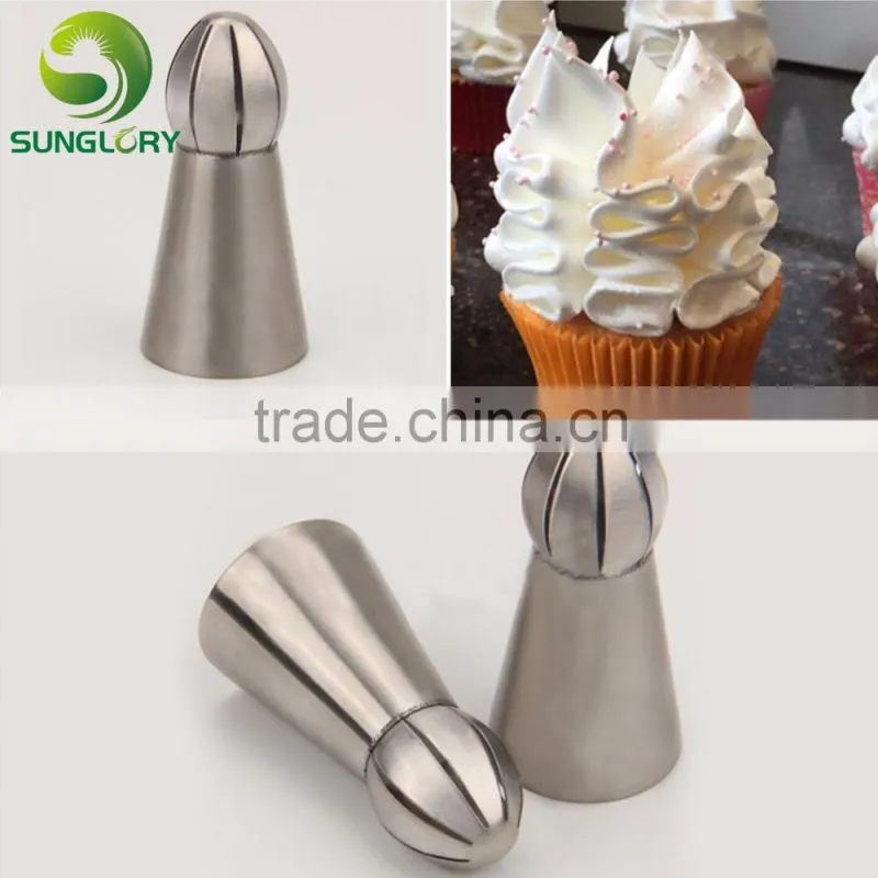 7PCS Cupcake Stainless Steel Russian Ball Nozzles Flower Fondant Icing Piping Tips Cream Torch Pastry Tube Cake Decorating Tools