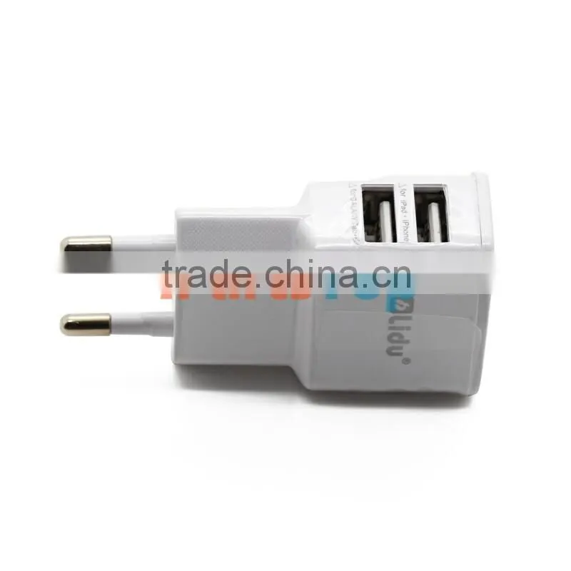 LIDU 2A USB Power Adapter European Standard ,With 2 USB Port ,With Retail Box