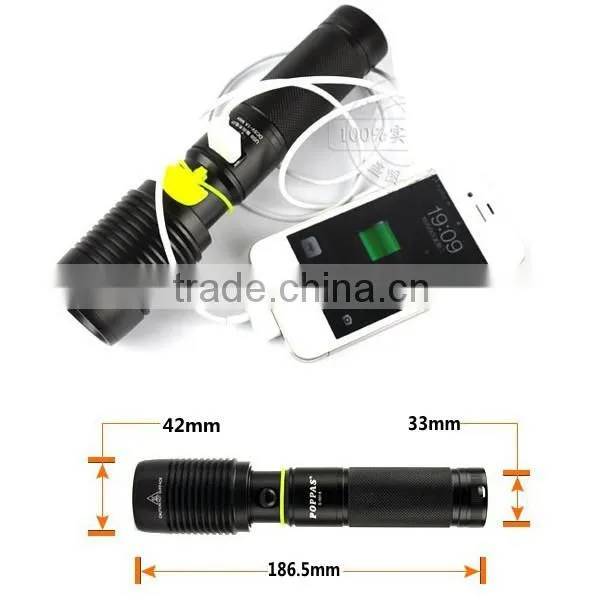 POPPAS 6618 Super Power Multifunction Rechargeable usb flashlight
