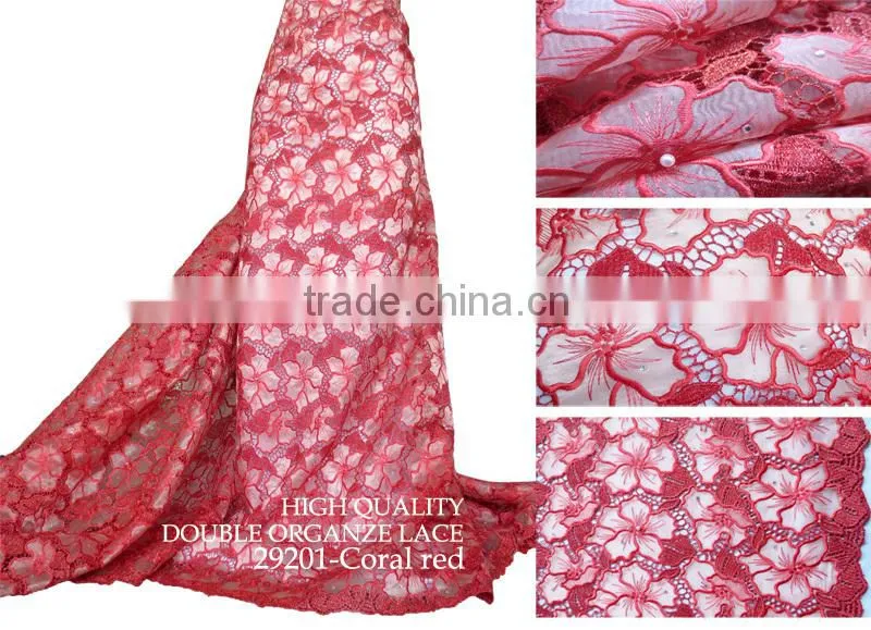 2014 Newest hot selling french lace wedding dress fabric with beads