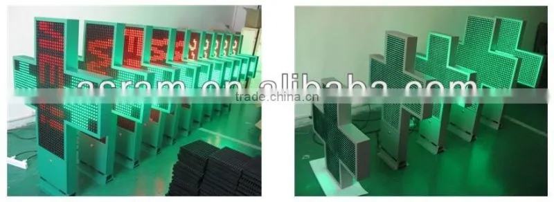 Outdoor Green 3D LED Pharmacy Cross for pharmacy shop