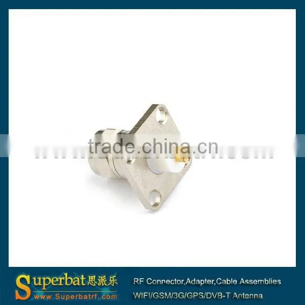 f connector cable 4 Hole Panel Mount Plug with extended dielectric&solder post