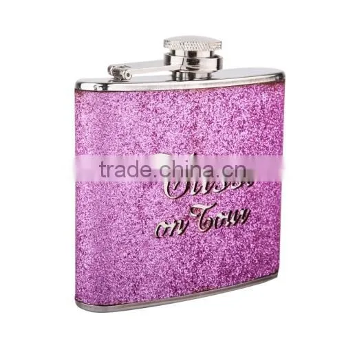new hip flask with bling bling leather covered