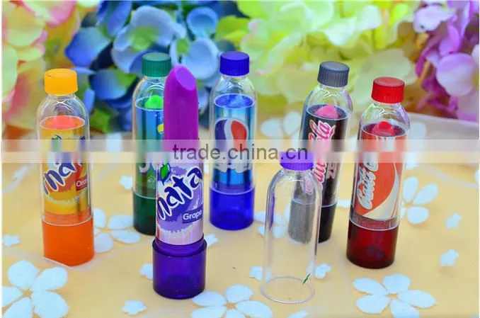 Cola shape cute tube magic lip balm color change lipstick 24pcs per lot moisture lip balm