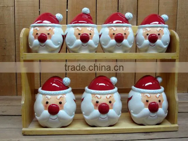 Hot selling Ceramic christmas santa mug emboss