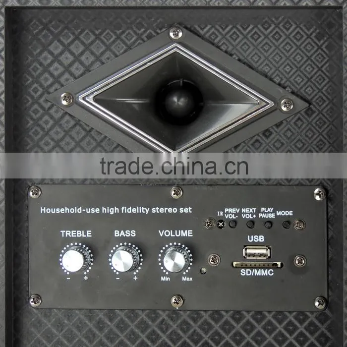 new product 2016 wooden stage active speakers with handheld