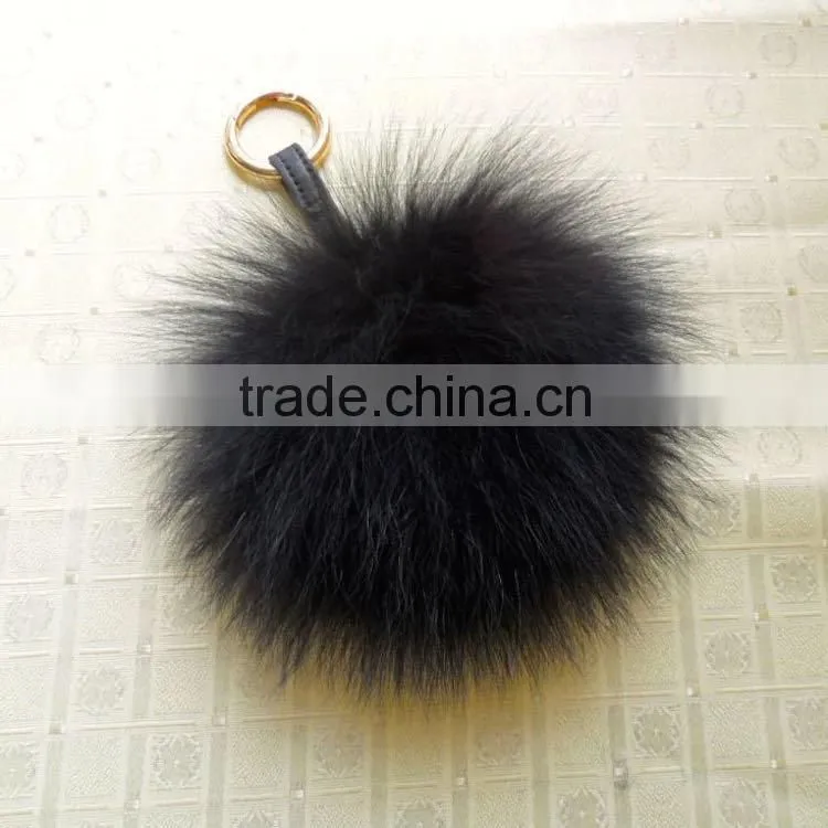 Wholesale Fox Fur Pom poms with Keychain
