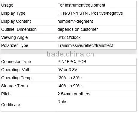 customized lcd display 3.3v lcd module lcd dispplay