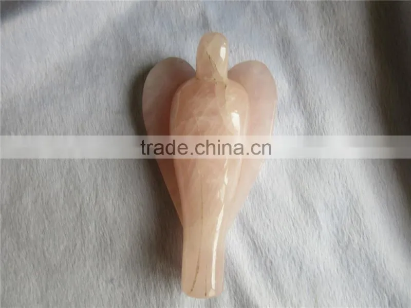small hand carved rose quartz crystal angel for Christmas gift
