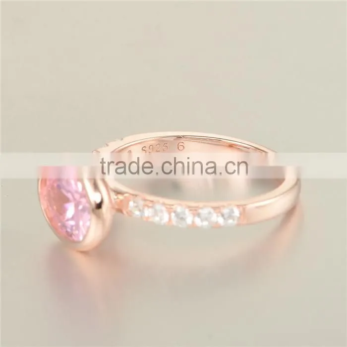 Gold Plated Single Stone 925 Silver Ring Designs With Gemstone