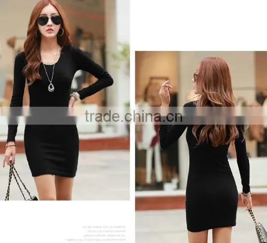 Latest black dress sexy black contrast dress nighty dress picture