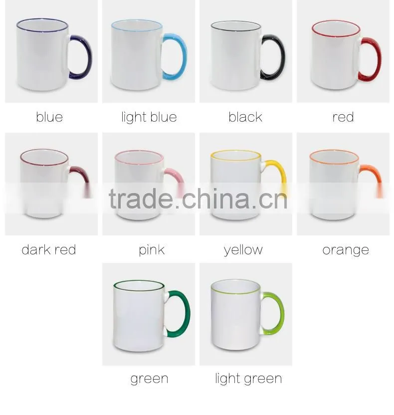 Sunmeta11oz Sublimation Blank Ceramic Color Rim Handle Mug (SKB02)