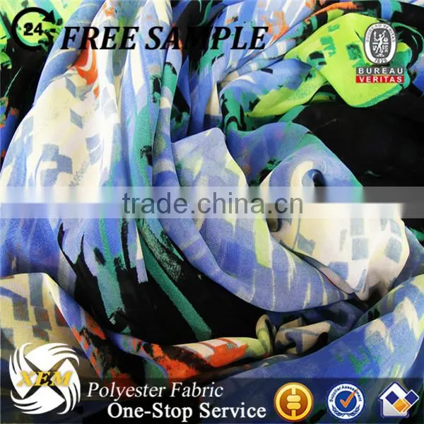 Camouflage printed chiffon fabric