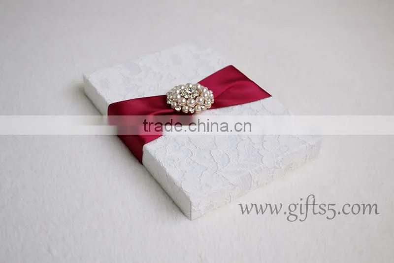 Elegant White Wedding Invitation Card Box With Professional Supplier
