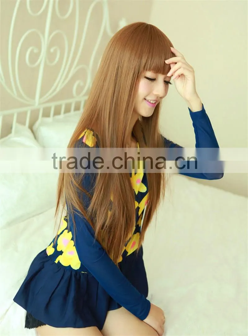 Custom Celebrity Inspired Bright Straight High Quality Heat Resistant Synthetic Hair Lace Front Wig