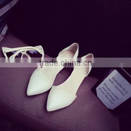 2016 Fashion metal pointed toe style women ballerina shoes flat shoes CP6917