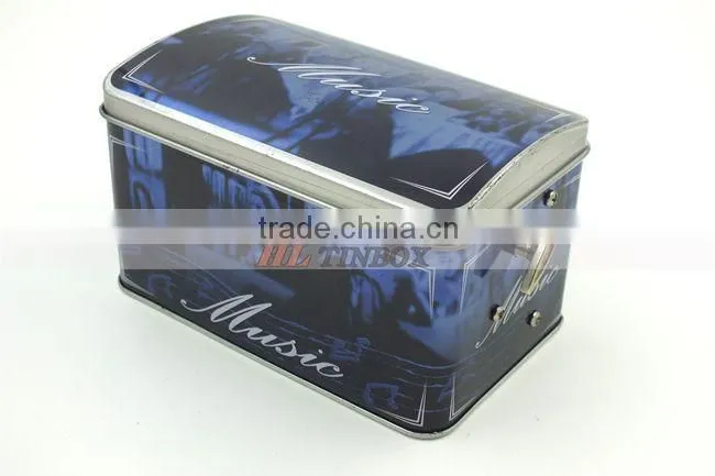 Metal Dome Lid Music Tin Boxes with House Shape