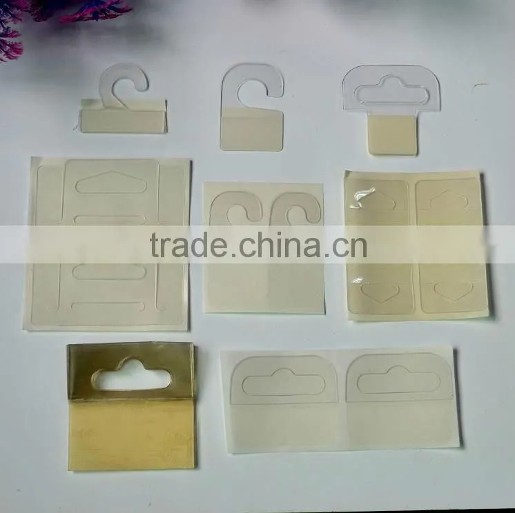 Supermarket Self Adhesive Packing Plastic Delta Hole Hang Tab For Hanging Boxes