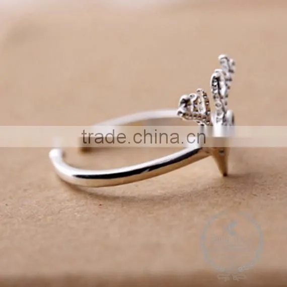 925 Sterling silver Chrismas elk solid silver adjustable ring fashion women jewelry 6260547