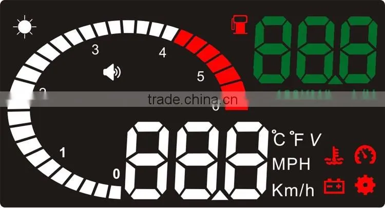 show Rpm Speed Overspeed Warning hud head up display, head up display speed display XY-HUD206