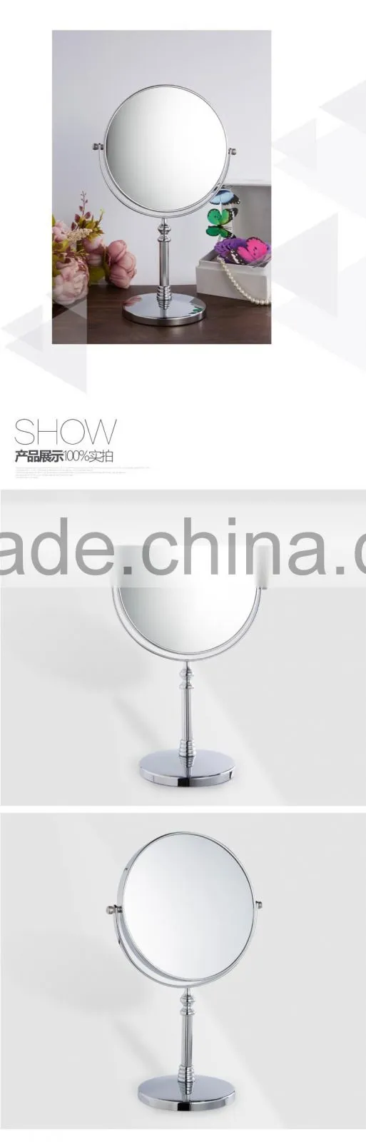High quality metal electric magnifying desktop makeup mirror, double sides cosmetic mirror