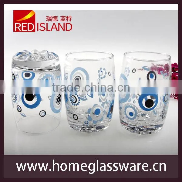 Classic Healthy Glass Drinking Tumbler,Blue ocean style Printing Energetic Glass Cup