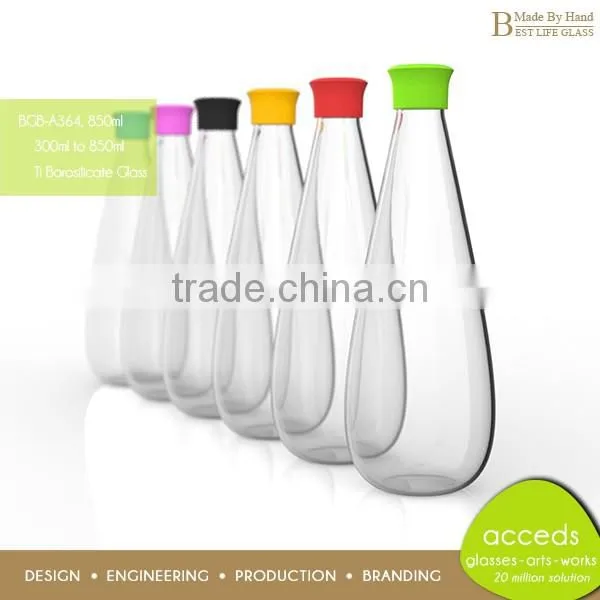 500Ml Beautiful Design Fruit Juice Glass Bottle with Straw