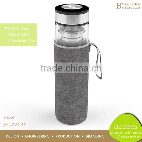 Custom Heat Resistant Glass Sport Drinking Bottle