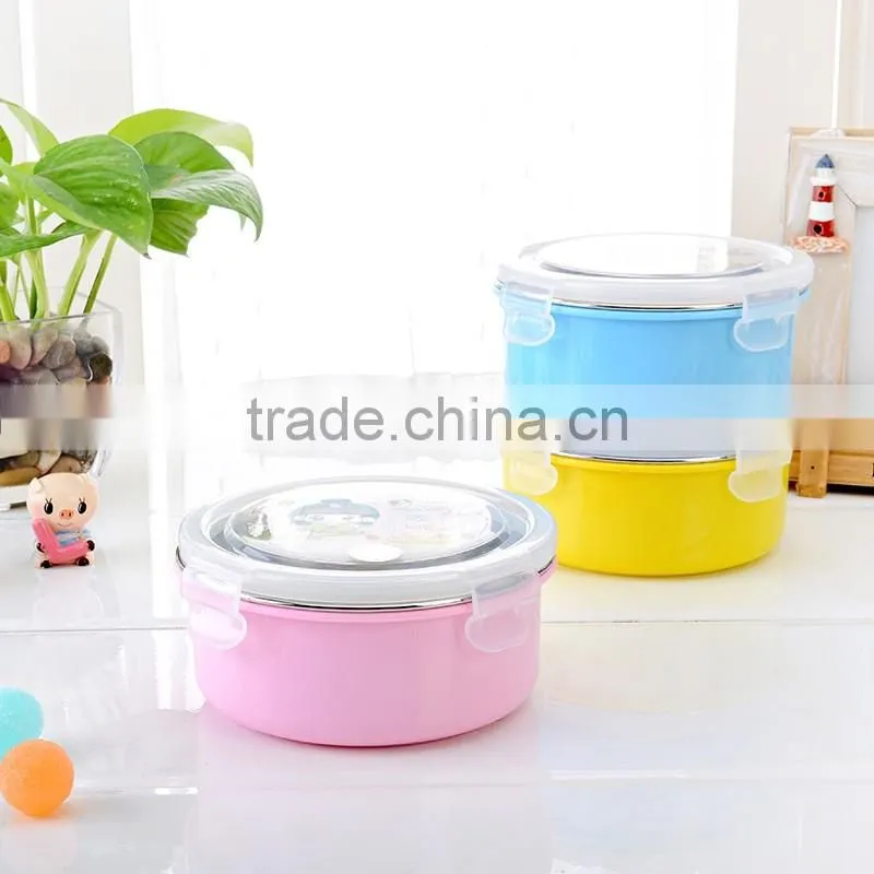 stainless steel colorful round lunch box/food carrier