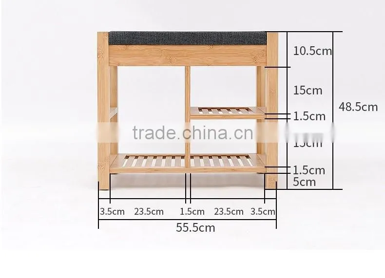 Eco friendly unique bamboo shoe rack 2 Titer Bamboo Storage Bench with seat